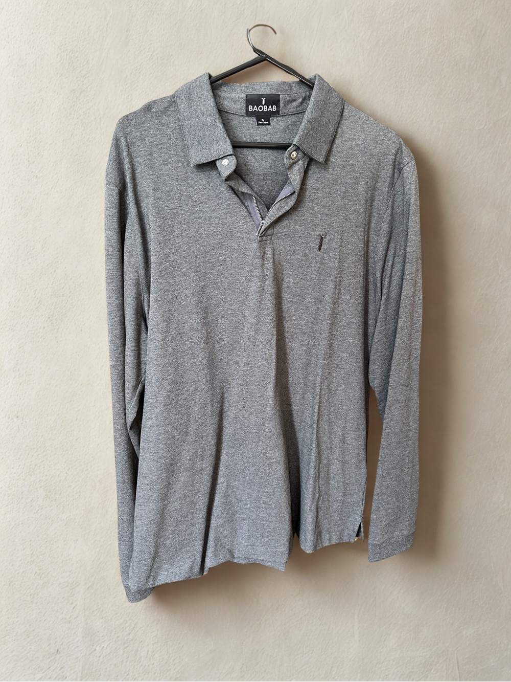 Baobab Collection Men’s Long Sleeve Polo - Heather Gray